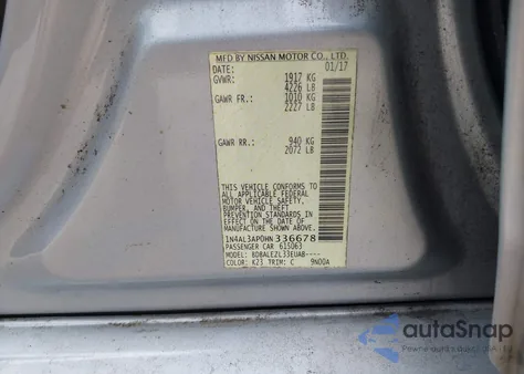 2017 Nissan Altima 2.5 S z USA, uszkodzony, nr VIN 1N4AL3AP0HN336678